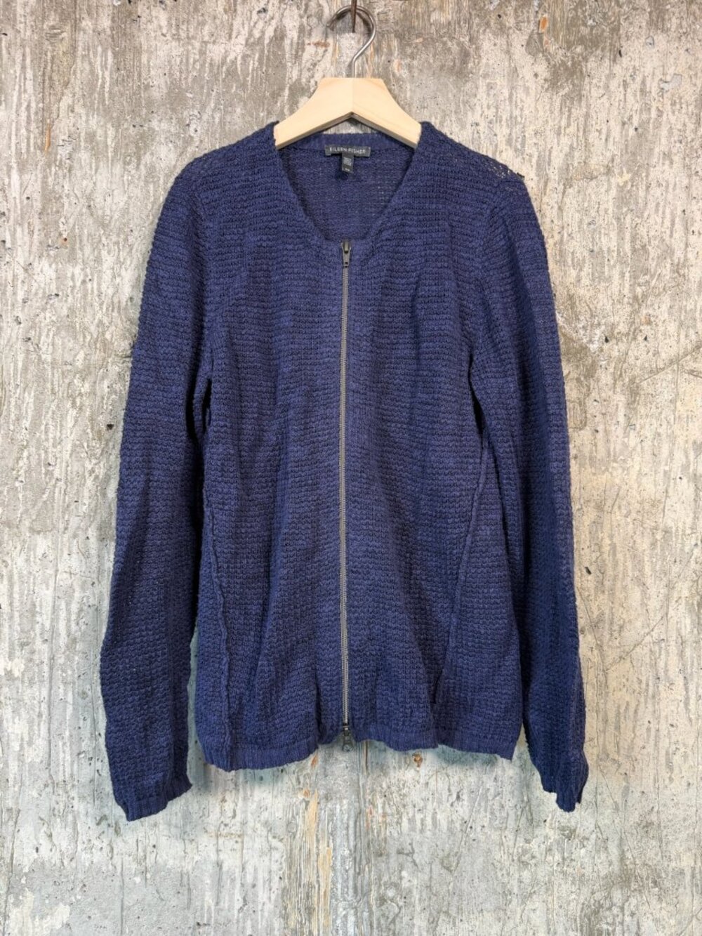 EILEEN FISHER Women's Organic Linen Cotton Blend Zip Front Cardigan Size S